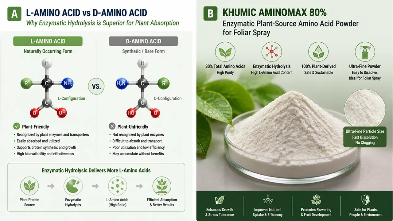 L-Amino acid vs D-Amino acid comparison: Why plant-source enzymatic hydrolysis amino acids are better for crop absorption - KHUMIC